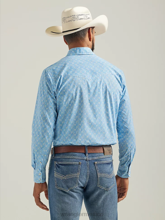ropa mx Wrangler hombres Camisa con estampado occidental de manga larga y comodidad avanzada 20x Competition azul azul (112324833) 62D6481