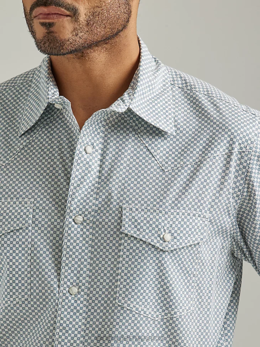 ropa mx Wrangler hombres Camisa con estampado occidental de manga larga y comodidad avanzada 20x Competition marina adriática (112327798) 62D6489