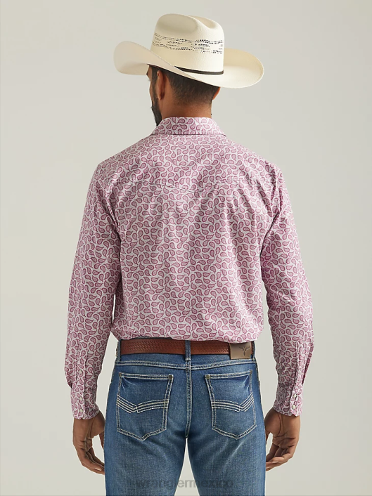 ropa mx Wrangler hombres Camisa con estampado occidental de manga larga y comodidad avanzada 20x Competition paisley rosa (112324838) 62D6486