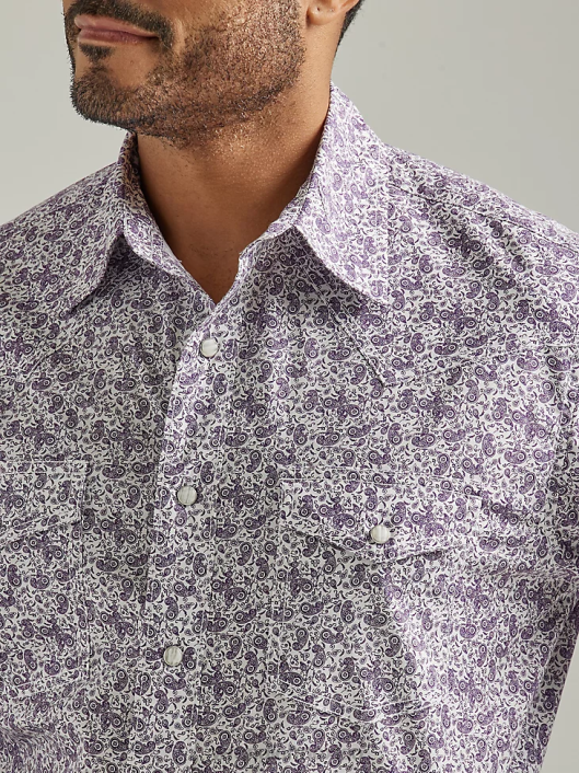 ropa mx Wrangler hombres Camisa con estampado occidental de manga larga y comodidad avanzada 20x Competition paisley uva morada (112327808) 62D6487