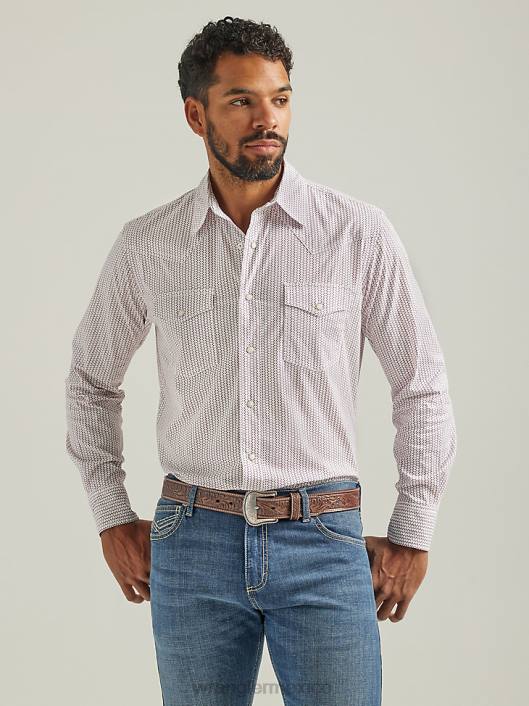 ropa mx Wrangler hombres Camisa con estampado occidental de manga larga y comodidad avanzada 20x Competition rosa oscuro (112324835) 62D6484