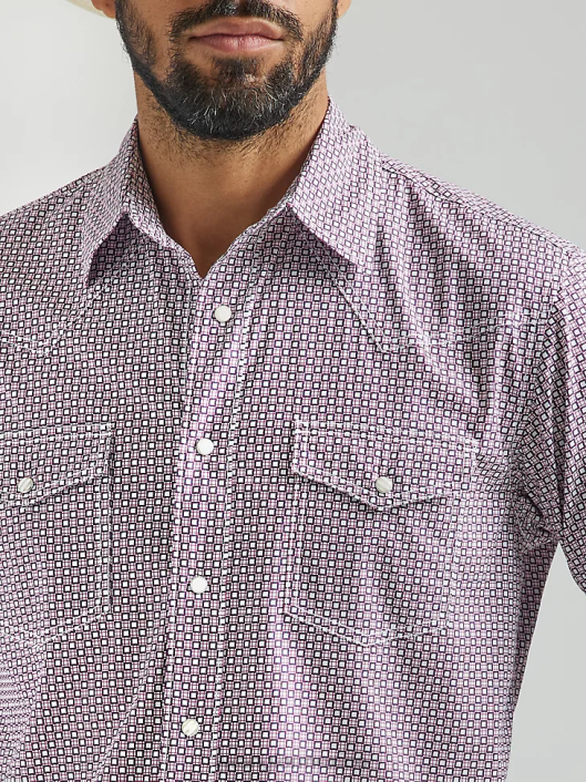 ropa mx Wrangler hombres Camisa con estampado occidental de manga larga y comodidad avanzada 20x Competition rosa oscuro (112324836) 62D6483