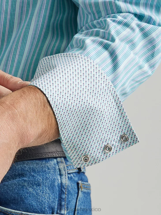 ropa mx Wrangler hombres Camisa de manga corta con estampado de broche occidental y comodidad avanzada de competición 20x crepúsculo azul marino (112327799) 62D6503