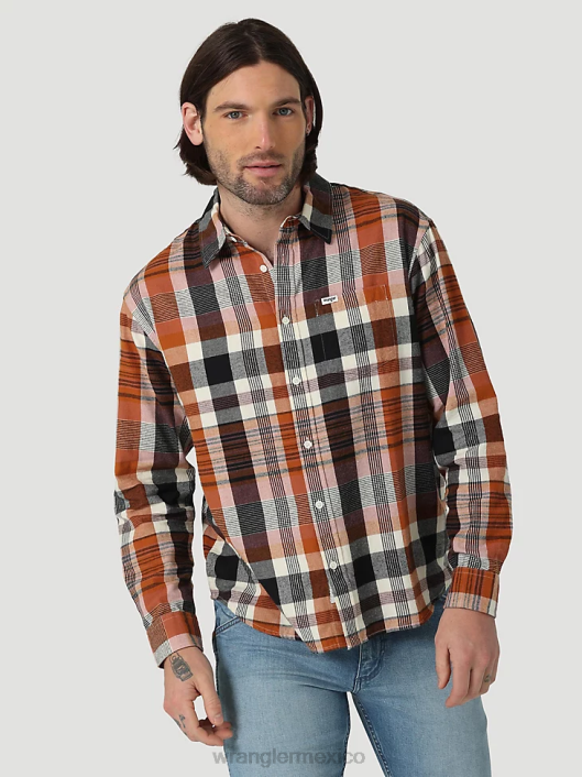 ropa mx Wrangler hombres Camisa de trabajo de mezclilla occidental de manga larga con corte vaquero mezclilla oscura (ms1041d) 62D6406