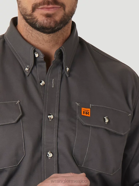 ropa mx Wrangler hombres Camisa de trabajo resistente al fuego riggs workwear fr gris pizarra (fr3w5gy) 62D6404