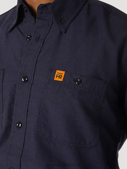 ropa mx Wrangler hombres Camisa de trabajo sólida de sarga resistente al fuego riggs workwear fr azul marino (fr3w01n) 62D6402