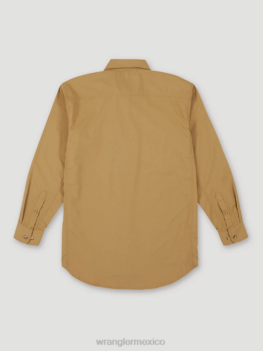 ropa mx Wrangler hombres Camisa de trabajo sólida de sarga resistente al fuego riggs workwear fr caqui (fr3w01k) 62D6403