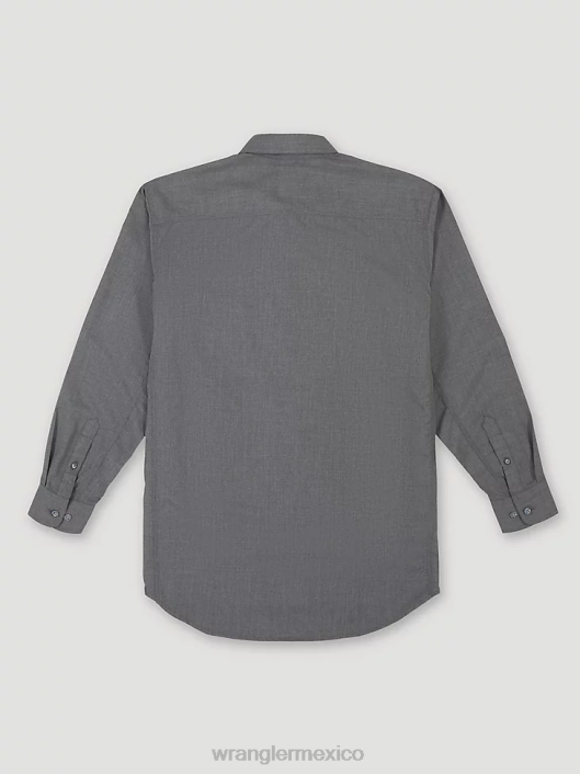 ropa mx Wrangler hombres Camisa de trabajo sólida de sarga resistente al fuego riggs workwear fr gris (fr3w01g) 62D6401