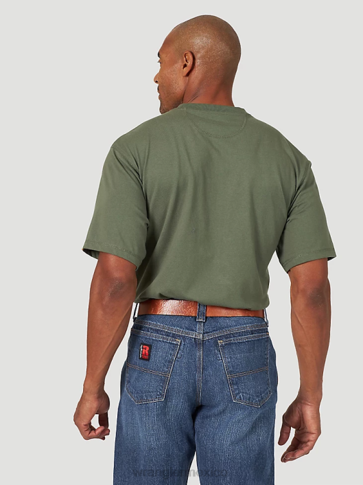 ropa mx Wrangler hombres Camiseta de rendimiento de manga corta con 1 bolsillo Riggs Workwear verde avellana (3w701hg) 62D6279