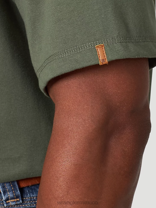 ropa mx Wrangler hombres Camiseta de rendimiento de manga corta con 1 bolsillo Riggs Workwear verde avellana (3w701hg) 62D6279