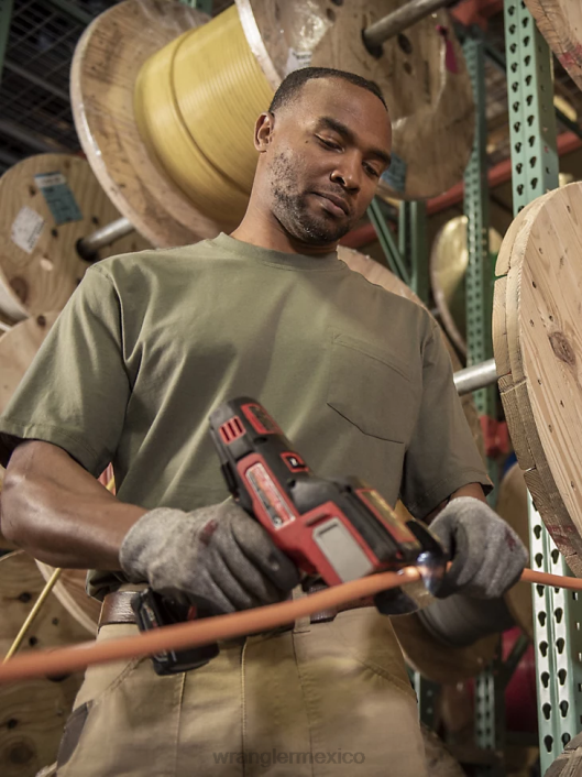 ropa mx Wrangler hombres Camiseta de rendimiento de manga corta con 1 bolsillo Riggs Workwear verde avellana (3w701hg) 62D6279