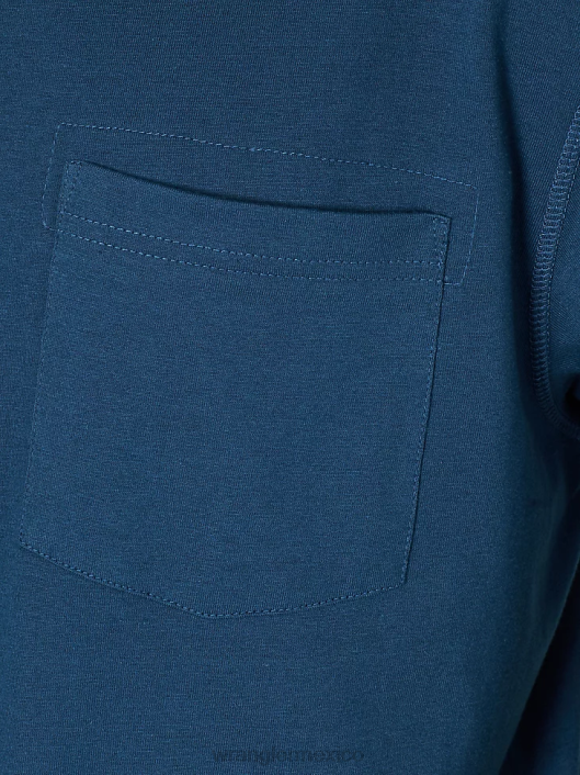 ropa mx Wrangler hombres Camiseta de rendimiento de manga larga con 1 bolsillo Riggs Workwear azul oxford (3w702ob) 62D6286