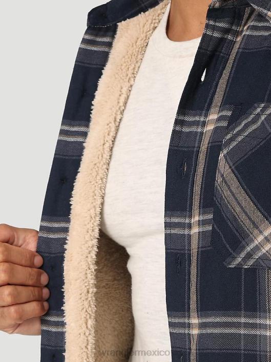 ropa mx Wrangler hombres Chaqueta camisera gruesa con forro de sherpa a cuadros degradado azul (112324450) 62D6388