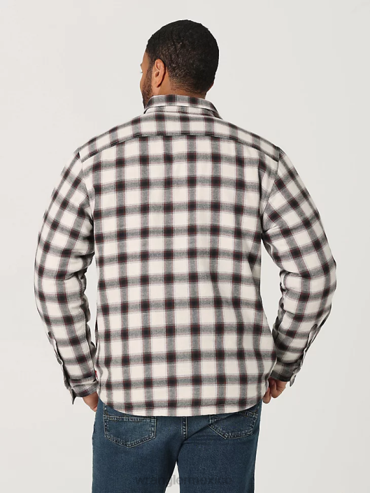 ropa mx Wrangler hombres Chaqueta camisera gruesa con forro de sherpa a cuadros lirio blanco (112324451) 62D6390