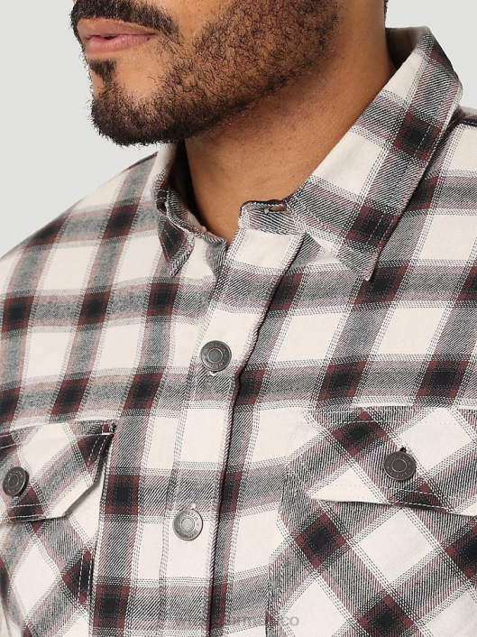 ropa mx Wrangler hombres Chaqueta camisera gruesa con forro de sherpa a cuadros lirio blanco (112324451) 62D6390