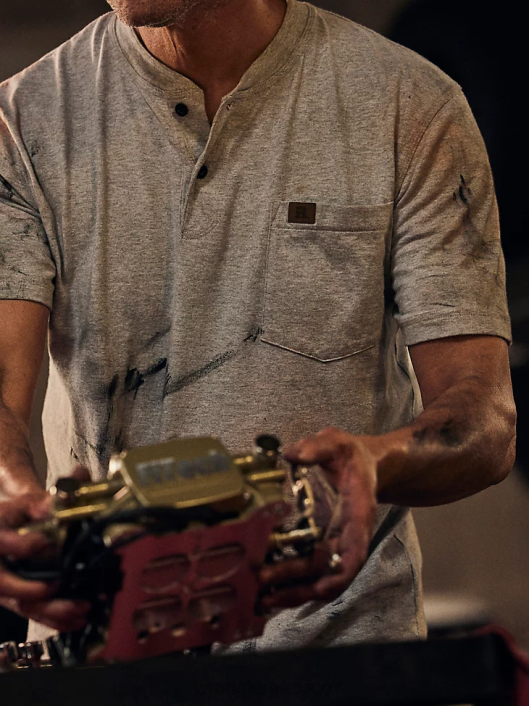 ropa mx Wrangler hombres Henley de manga corta para trabajo Riggs brezo ceniza (3w760ah) 62D6271