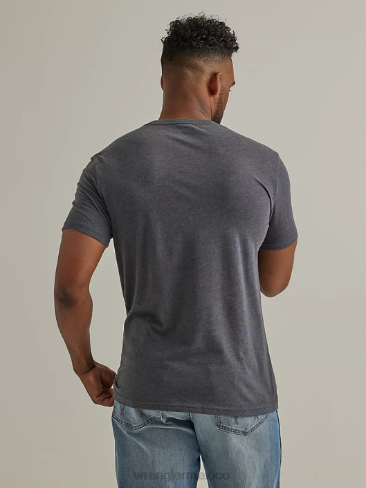 ropa mx Wrangler hombres Henley de manga corta para trabajo Riggs brezo ceniza (3w760ah) 62D6271