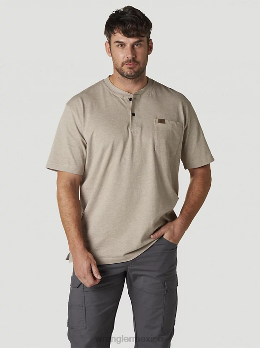 ropa mx Wrangler hombres Henley de manga corta para trabajo Riggs brezo de avena (3w760oh) 62D6272