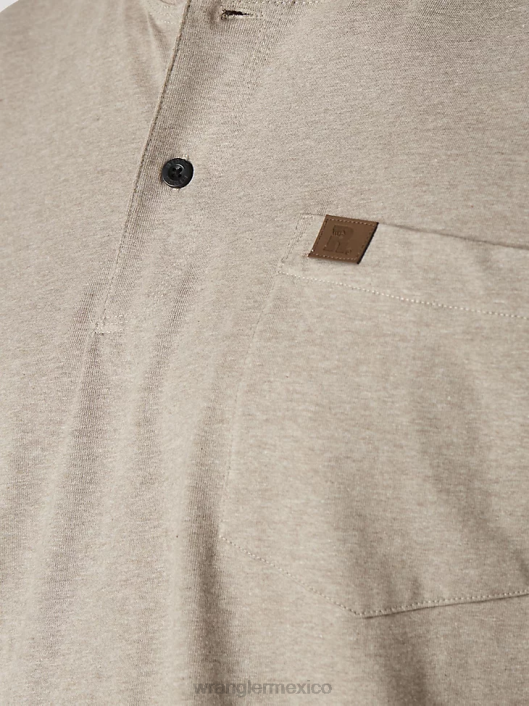 ropa mx Wrangler hombres Henley de manga corta para trabajo Riggs brezo de avena (3w760oh) 62D6272