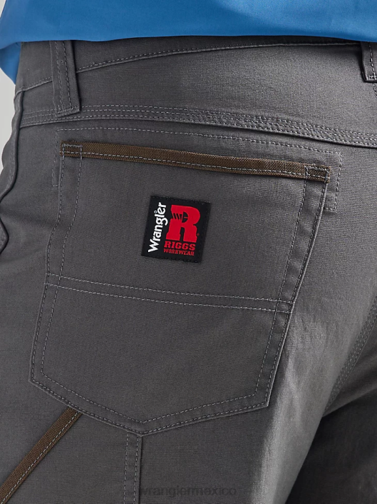 ropa mx Wrangler hombres Riggs Workwear Utility pantalón corto relajado raya diplomática gris (112325410) 62D6674