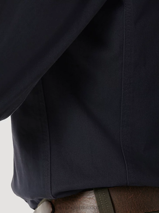 ropa mx Wrangler hombres Riggs Workwear camisa de trabajo de sarga sólida con botones y manga larga azul marino (3w501nv) 62D6350