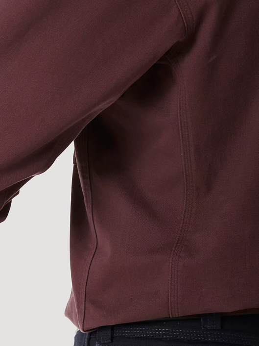 ropa mx Wrangler hombres Riggs Workwear camisa de trabajo de sarga sólida con botones y manga larga burdeos (3w501bg) 62D6352