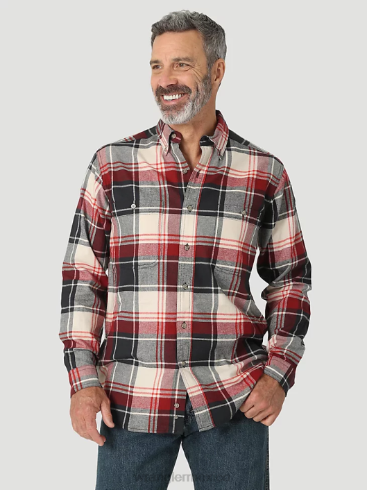 ropa mx Wrangler hombres Riggs Workwear camisa de trabajo de sarga sólida con botones y manga larga verde bosque (3w501fg) 62D6349