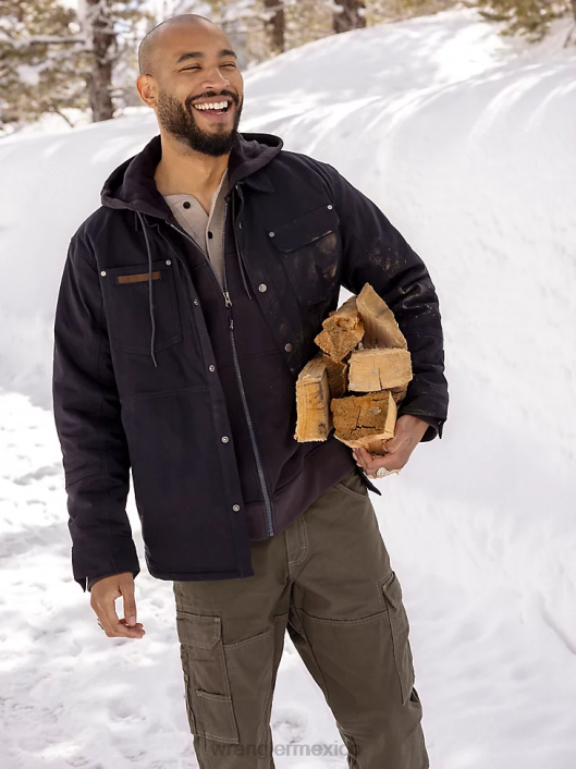 ropa mx Wrangler hombres Ropa de trabajo Riggs chaqueta tipo camisa de trabajo con forro polar y capas resistentes azul marino oscuro (3w195nv) 62D6472