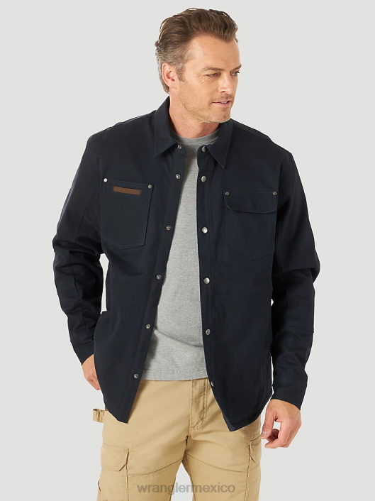 ropa mx Wrangler hombres Ropa de trabajo Riggs chaqueta tipo camisa de trabajo con forro polar y capas resistentes azul marino oscuro (3w195nv) 62D6472