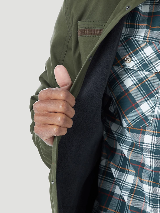 ropa mx Wrangler hombres Ropa de trabajo Riggs chaqueta tipo camisa de trabajo con forro polar y capas resistentes loden (3w195ld) 62D6473
