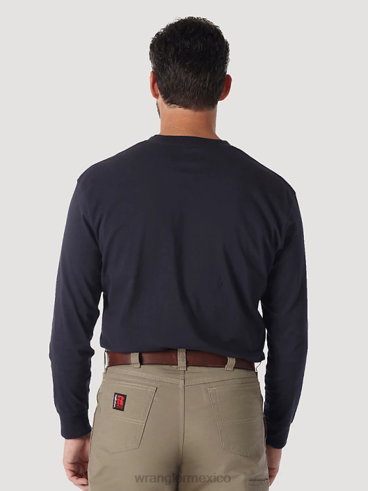 ropa mx Wrangler hombres Ropa de trabajo Riggs manga larga Henley sólida azul marino (3w750nv) 62D6287
