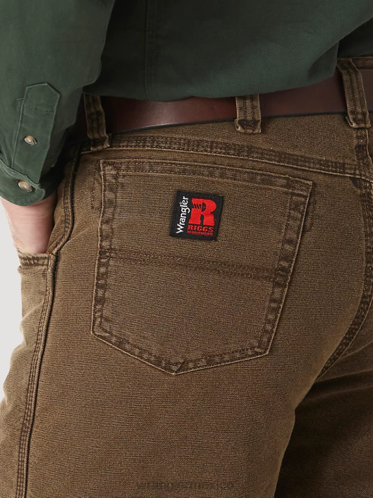 ropa mx Wrangler hombres Vaqueros de cinco bolsillos con forro acolchado y ropa de trabajo Riggs marrón noche (3w055nb) 62D6192