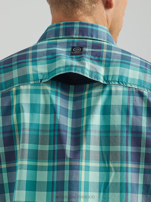 ropa mx Wrangler hombres atg camisa asimétrica a cuadros con bolsillo con cremallera cuadros de marea (112333849) 62D6322