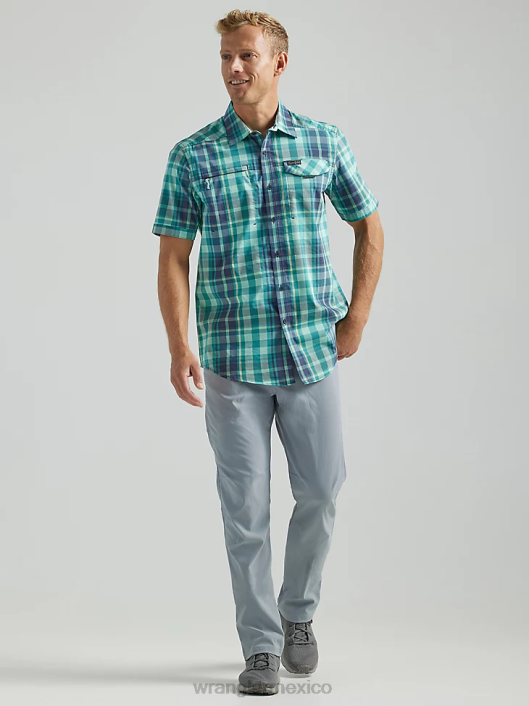 ropa mx Wrangler hombres atg camisa asimétrica a cuadros con bolsillo con cremallera cuadros de marea (112333849) 62D6322
