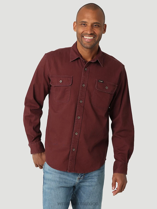 ropa mx Wrangler hombres camisa Epic de sarga elástica suave chocolate decadente (112322907) 62D6329
