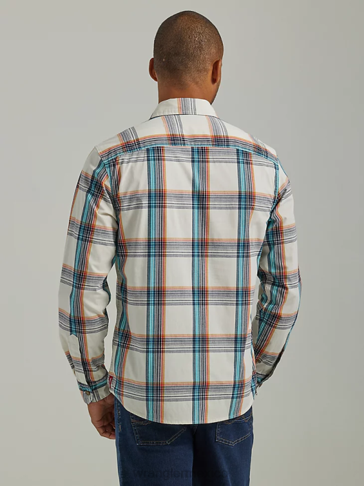 ropa mx Wrangler hombres camisa a cuadros con lavado vaquero miel (112330929) 62D6411