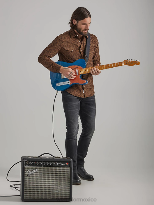 ropa mx Wrangler hombres camisa a cuadros de manga corta resistente a las arrugas gris azul (112324663) 62D6442