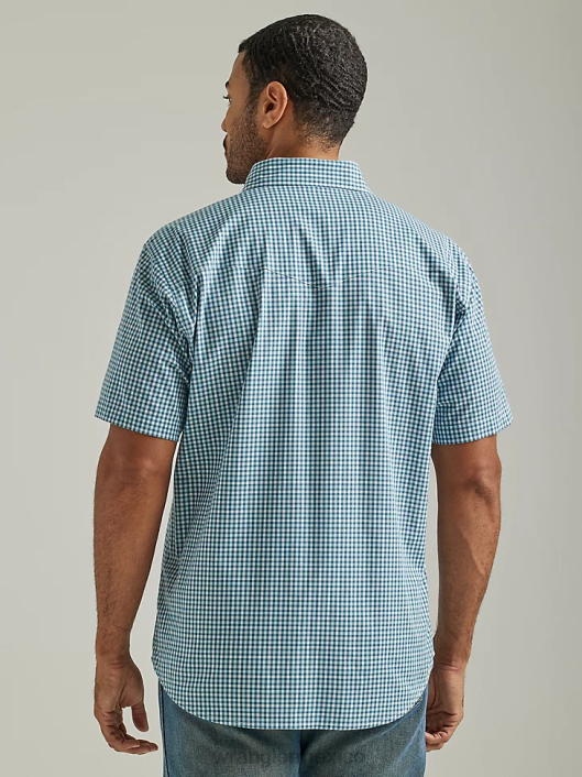 ropa mx Wrangler hombres camisa a cuadros de manga corta resistente a las arrugas verdes mixtos (112326369) 62D6447