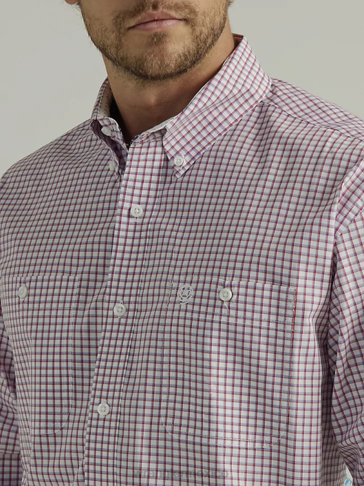 ropa mx Wrangler hombres camisa a cuadros de manga larga con botones y dos bolsillos george strait cheque rojo (112327838) 62D6325