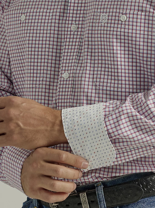 ropa mx Wrangler hombres camisa a cuadros de manga larga con botones y dos bolsillos george strait cheque rojo (112327838) 62D6325