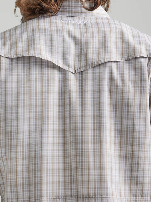 ropa mx Wrangler hombres camisa a cuadros de manga larga con broche de rendimiento cuadros color canela (112326185) 62D6435