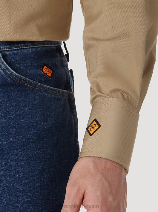 ropa mx Wrangler hombres camisa a cuadros occidental de manga larga resistente al fuego fr azul marino/negro (fr123bl) 62D6500