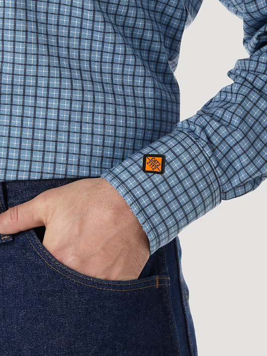 ropa mx Wrangler hombres camisa a cuadros occidental de manga larga resistente al fuego fr azul marino/negro (fr123bl) 62D6694