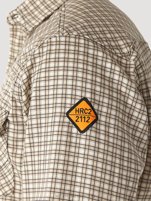 ropa mx Wrangler hombres camisa a cuadros occidental de manga larga resistente al fuego fr caqui/blanco (fr124mm) 62D6502