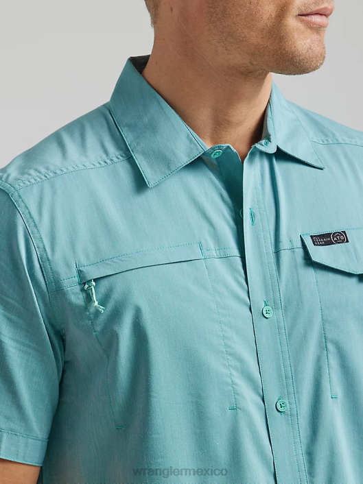 ropa mx Wrangler hombres camisa atg asimétrica con bolsillo y cremallera marea (112331236) 62D6640