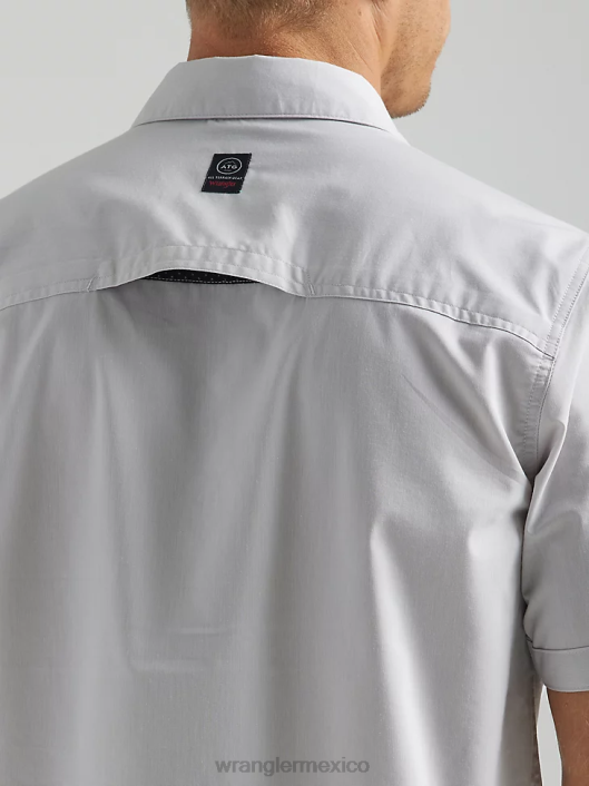 ropa mx Wrangler hombres camisa atg asimétrica con bolsillo y cremallera niebla (112333905) 62D6328