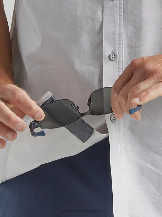 ropa mx Wrangler hombres camisa atg asimétrica con bolsillo y cremallera niebla (112333905) 62D6328