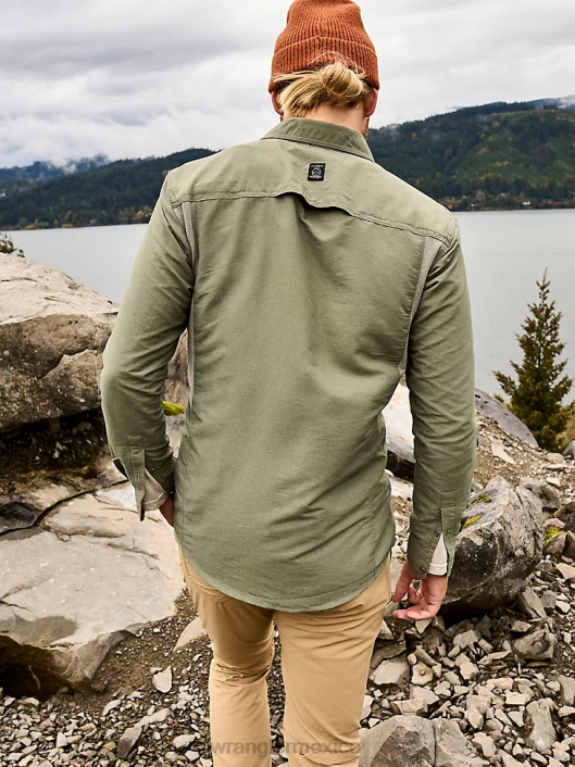 ropa mx Wrangler hombres camisa atg mezcla de materiales aceituna polvorienta (nsb89dv) 62D6377