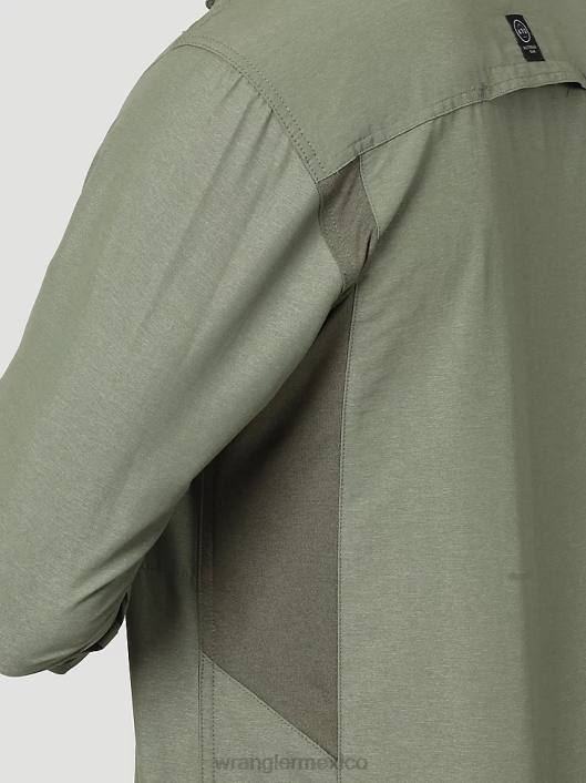 ropa mx Wrangler hombres camisa atg mezcla de materiales aceituna polvorienta (nsb89dv) 62D6377