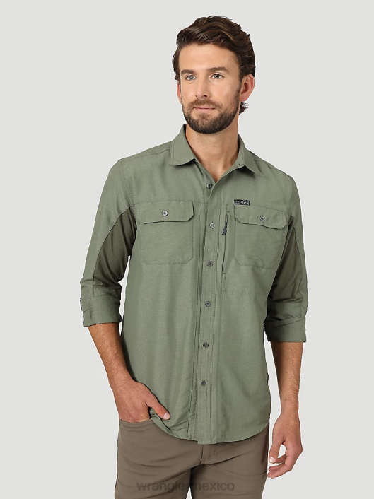 ropa mx Wrangler hombres camisa atg mezcla de materiales aceituna polvorienta (nsb89dv) 62D6377